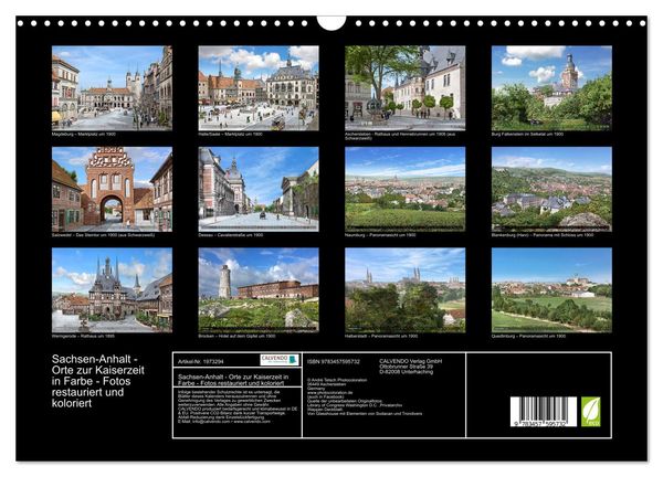 Produktbild: Sachsen-Anhalt - Orte zur Kaiserzeit in Farbe - Fotos restauriert und koloriert (Wandkalender 2026 DIN A3 quer), CALVENDO Monatskalender