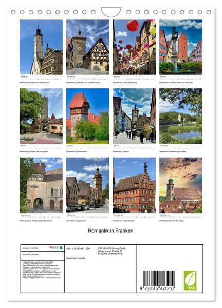 Produktbild: Romantik in Franken (Wandkalender 2026 DIN A4 hoch), CALVENDO Monatskalender