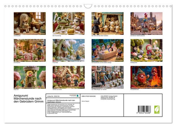 Produktbild: Amigurumi M&auml;rchenstunde nach den Gebr&uuml;dern Grimm (Wandkalender 2026 DIN A3 quer), CALVENDO Monatskalender