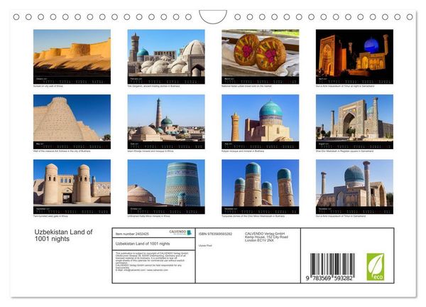 Produktbild: Uzbekistan Land of 1001 nights (Wall Calendar 2027 DIN A4 landscape), CALVENDO 12 Month Wall Calendar