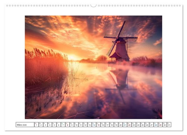 Produktbild: Im Reich der Windm&uuml;hlen (hochwertiger Premium Wandkalender 2026 DIN A2 quer), Kunstdruck in Hochglanz