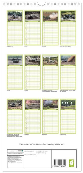 Produktbild: Familienplaner 2026 - Panzerstahl auf der Heide &ndash; Das Heer legt wieder los mit 5 Spalten (Wandkalender, 21 x 45 cm) CALVENDO