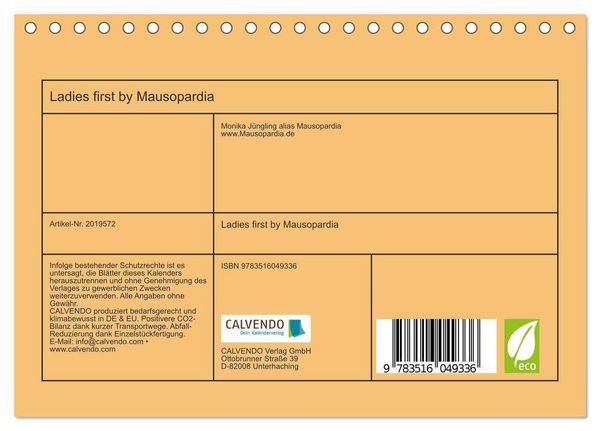Produktbild: Ladies first by Mausopardia (Tischkalender 2026 DIN A5 quer), CALVENDO Monatskalender