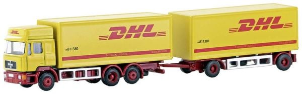 Minis by Lemke LC4607 N LKW Modell MAN F90 3-achs Koffer-Hängerzug DHL