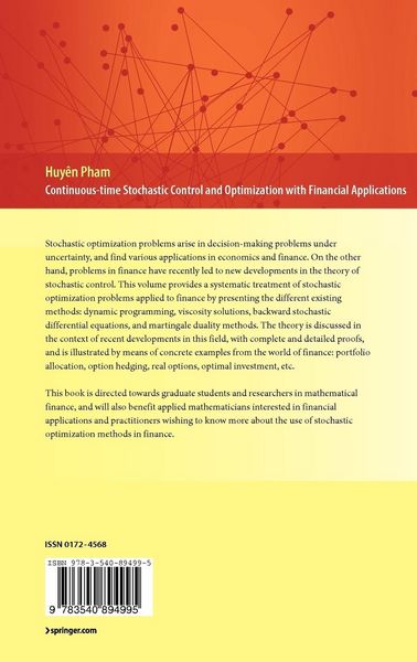 Produktbild: Continuous-time Stochastic Control and Optimization with Financial Applications