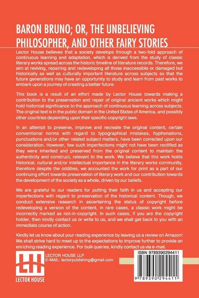 Produktbild: Baron Bruno; Or, The Unbelieving Philosopher, And Other Fairy Stories