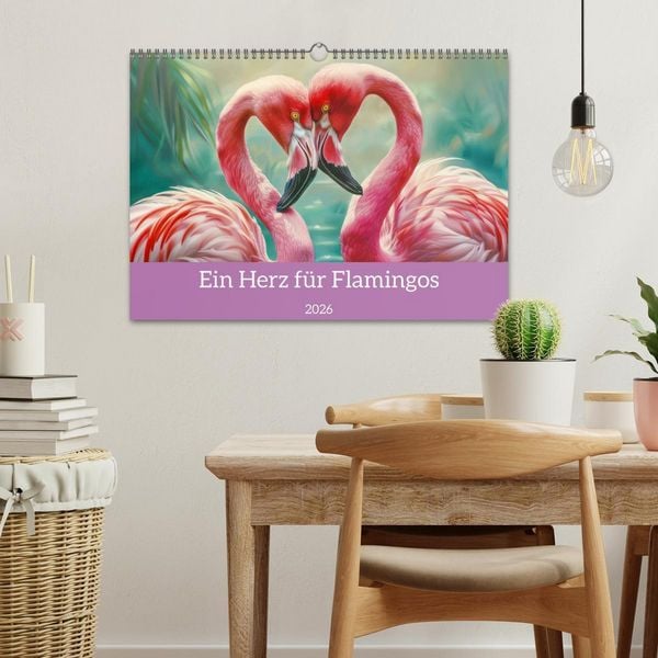 Produktbild: Ein Herz f&uuml;r Flamingos (Wandkalender 2026 DIN A3 quer), CALVENDO Monatskalender