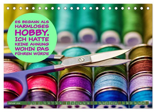 Produktbild: Nadel und Faden - N&auml;hen mit coolen Spr&uuml;chen (Tischkalender 2026 DIN A5 quer), CALVENDO Monatskalender