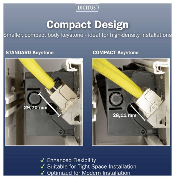 Produktbild: Digitus RJ45-Einbaumodul Keystone CAT 6a 1St.