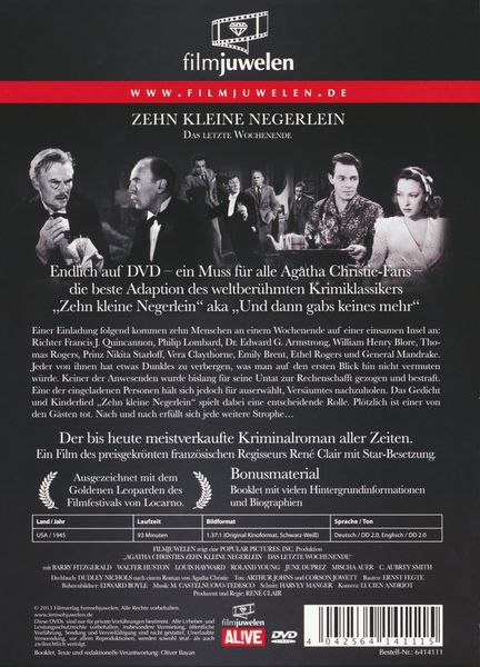 Produktbild: Agatha Christie - Zehn kleine Negerlein (Das letzte Wochenende) - Filmjuwelen