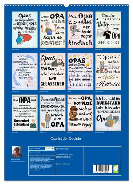 Produktbild: Opa ist der Coolste (hochwertiger Premium Wandkalender 2026 DIN A2 hoch), Kunstdruck in Hochglanz