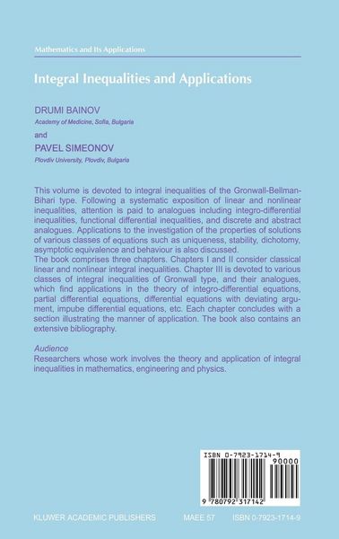Produktbild: Integral Inequalities and Applications