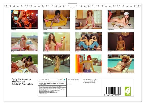 Produktbild: Spicy Flashbacks - Zur&uuml;ck in die s&uuml;ndigen 70er Jahre (Wandkalender 2026 DIN A4 quer), CALVENDO Monatskalender