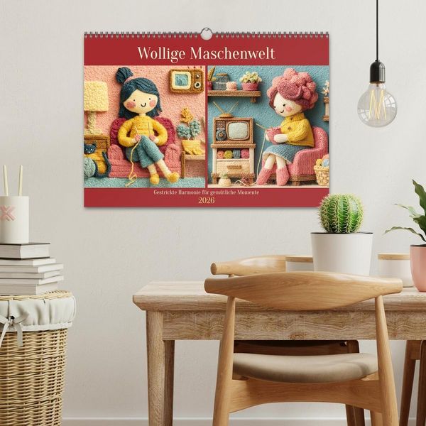 Produktbild: Wollige Maschenwelt. Gestrickte Harmonie f&uuml;r gem&uuml;tliche Momente (Wandkalender 2026 DIN A3 quer), CALVENDO Monatskalender