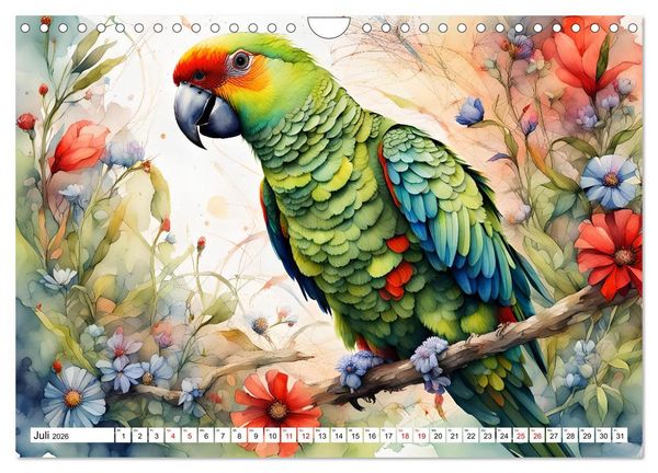 Produktbild: Papageien - Fliegende Edelsteine (Wandkalender 2026 DIN A4 quer), CALVENDO Monatskalender
