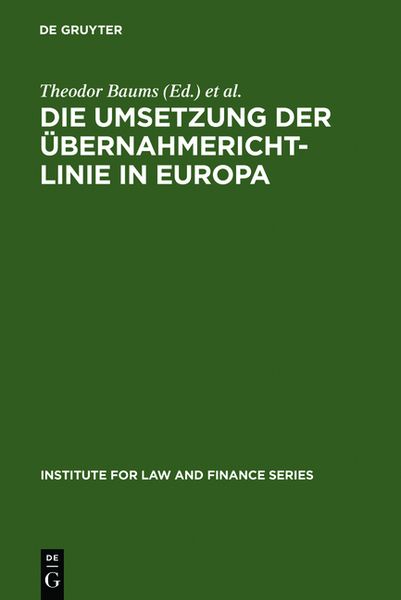 Produktbild: Die Umsetzung der &Uuml;bernahmerichtlinie in Europa