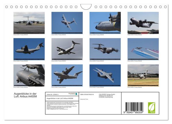 Produktbild: Augenblicke in der Luft: Airbus A400M (Wandkalender 2026 DIN A4 quer), CALVENDO Monatskalender