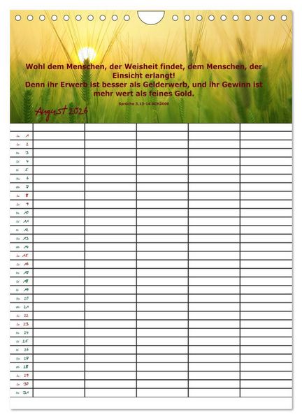 Produktbild: ein Planer mit biblischer Weisheit aus den Spr&uuml;chen Salomos (Wandkalender 2026 DIN A4 hoch), CALVENDO Monatskalender
