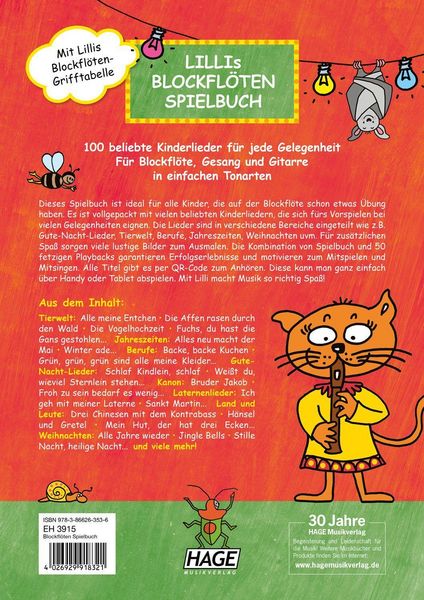 Produktbild: Lillis Blockfl&ouml;ten Spielbuch