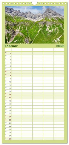 Produktbild: Familienplaner 2026 - Oberstdorf - Bergparadies in den Alpen mit 5 Spalten (Wandkalender, 21 x 45 cm) CALVENDO