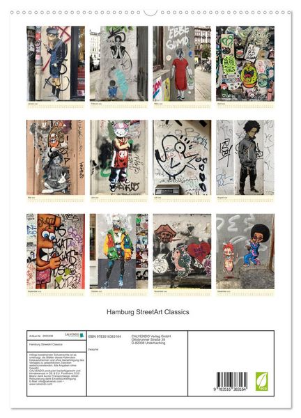 Produktbild: Hamburg StreetArt Classics (hochwertiger Premium Wandkalender 2026 DIN A2 hoch), Kunstdruck in Hochglanz