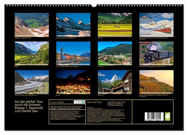 Produktbild: Auf der gro&szlig;en Tour durch die Schweiz, Etappe 1, Appenzell zum Genfer See (hochwertiger Premium Wandkalender 2026 DIN A2 quer), Kunstdruck in Hochglanz