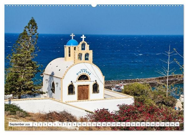 Produktbild: Santorini - Strahlendes Wei&szlig; an der Caldera (Wandkalender 2026 DIN A2 quer), CALVENDO Monatskalender