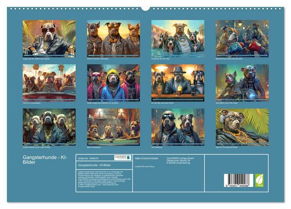 Produktbild: Gangsterhunde - KI-Bilder (hochwertiger Premium Wandkalender 2026 DIN A2 quer), Kunstdruck in Hochglanz