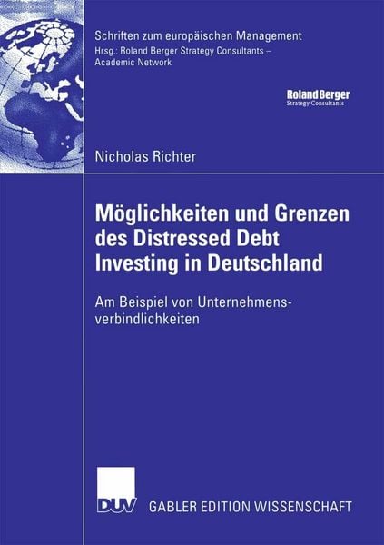 Produktbild: M&ouml;glichkeiten und Grenzen des Distressed Debt Investing in Deutschland