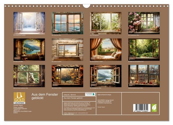 Produktbild: Aus dem Fenster geblickt (Wandkalender 2026 DIN A3 quer), CALVENDO Monatskalender