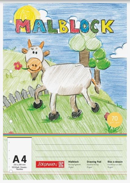 Produktbild: Brunnen Malblock gelocht &brvbar; A4, 100 Blatt, mehrfarbig