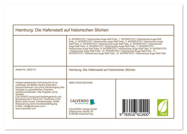 Produktbild: Hamburg: Die Hafenstadt auf historischen Stichen (Tischkalender 2026 DIN A5 quer), CALVENDO Monatskalender
