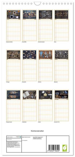 Produktbild: Familienplaner 2026 - K&uuml;chenutensilien mit 5 Spalten (Wandkalender, 21 x 45 cm) CALVENDO