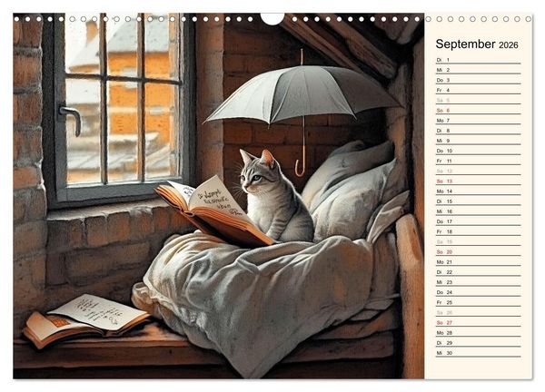 Produktbild: Katzen schaffen Kunst (Wandkalender 2026 DIN A3 quer), CALVENDO Monatskalender