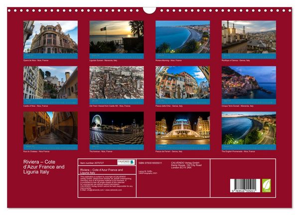 Produktbild: Riviera &ndash; Cote d&rsquo;Azur France and Liguria Italy (Wall Calendar 2026 DIN A3 landscape), CALVENDO 12 Month Wall Calendar