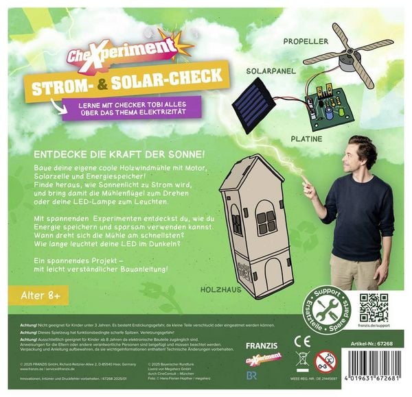 Produktbild: FRANZIS 67268 - CheXperiment Strom- und Solarcheck: Lerne mit Checker Tobi alles &uuml;ber Elektrizit&auml;t! Ab 8 Jahren