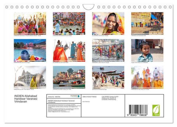 Produktbild: INDIEN Allahabad Haridwar Varanasi Vrindavan (Wandkalender 2026 DIN A4 quer), CALVENDO Monatskalender