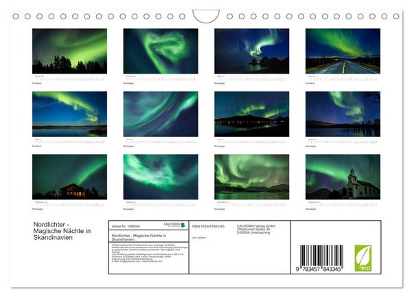 Produktbild: Nordlichter - Magische N&auml;chte in Skandinavien (Wandkalender 2026 DIN A4 quer), CALVENDO Monatskalender