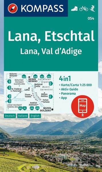 Produktbild: KOMPASS Wanderkarte 054 Lana, Etschtal / Lana, Val d&acute;Adige 1:25.000