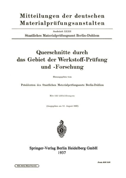 Produktbild: Querschnitte durch das Gebiet der Werkstoff-Pr&uuml;fung und -Forschung