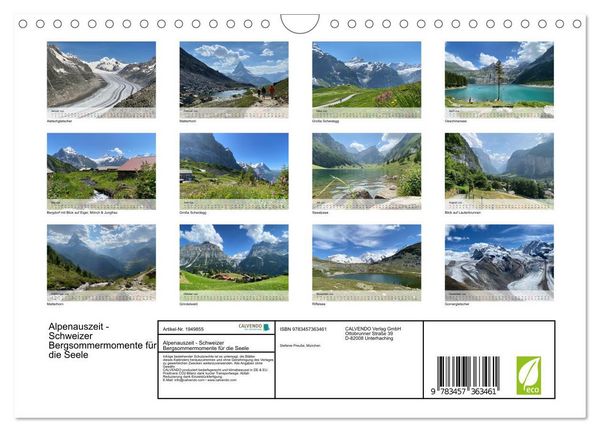 Produktbild: Alpenauszeit - Schweizer Bergsommermomente f&uuml;r die Seele (Wandkalender 2026 DIN A4 quer), CALVENDO Monatskalender