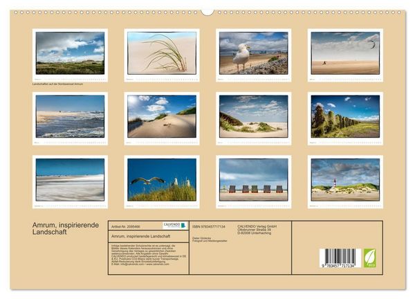 Produktbild: Amrum, inspirierende Landschaft (hochwertiger Premium Wandkalender 2026 DIN A2 quer), Kunstdruck in Hochglanz