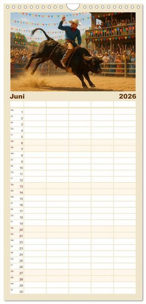 Produktbild: Familienplaner 2026 - Cowboy Alltag und Western Staub mit 5 Spalten (Wandkalender, 21 x 45 cm) CALVENDO