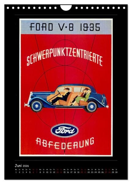 Produktbild: Historische Automobilplakate (Wandkalender 2026 DIN A4 hoch), CALVENDO Monatskalender