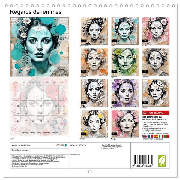 Produktbild: Regards de femmes (Calendrier mural carr&eacute; 2026 30x30 cm) Calendrier double avec une page pour vos prises de notes