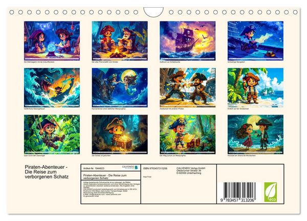 Produktbild: Piraten-Abenteuer - Die Reise zum verborgenen Schatz (Wandkalender 2026 DIN A4 quer), CALVENDO Monatskalender