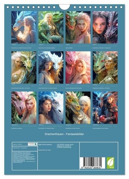 Produktbild: Drachenfrauen - Fantasiebilder (Wandkalender 2026 DIN A4 hoch), CALVENDO Monatskalender