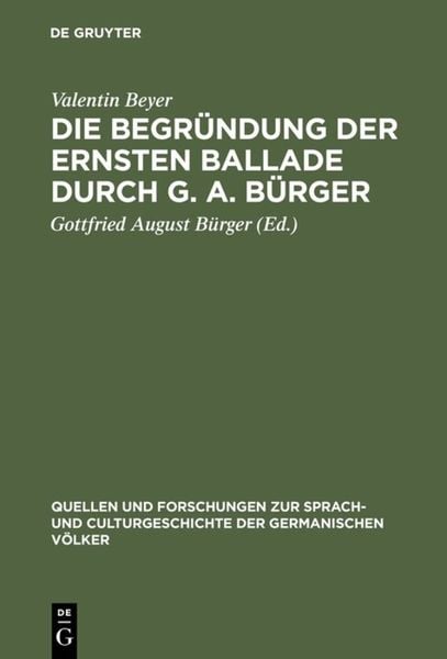 Produktbild: Die Begr&uuml;ndung der ernsten Ballade durch G. A. B&uuml;rger