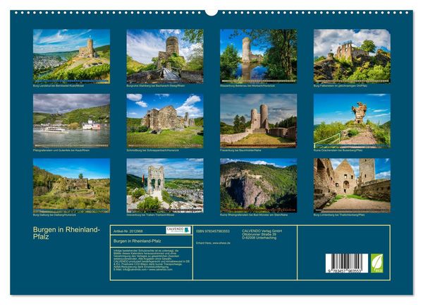Produktbild: Burgen in Rheinland-Pfalz (hochwertiger Premium Wandkalender 2026 DIN A2 quer), Kunstdruck in Hochglanz
