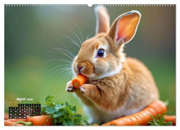 Produktbild: Kuschelige Kaninchen (Wandkalender 2026 DIN A2 quer), CALVENDO Monatskalender